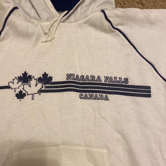 Vintage Canada Niagra Falls Hooded Sweatshirt White with Blue Trim Very Good Lg. - Picture 4 of 17